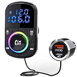 Fm Transmitter Auto Bluetooth 5.3, ZigarettenanzüNder Bloototh Adapter for Car Radio, Unterstützung für PD3.0 Type C QC3.0 USB Quick Charge, Musik MP3 Player, Handy Free Function, Aux Stecker