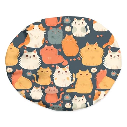 Image of Kids Satin Bonnet Sleeping Beanie Cartoon Painting Cats Headwear Curly Natural Hair Cover Soft Sleep Caps Breathable Comfy Hat for Kids Girls Boys Toddler Children Baby
