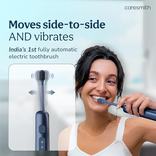 Image of Caresmith SPARK Vibrasonic Electric Toothbrush for Men & Women | Sonic Electric Brush with 2 Brush Heads | 5 Cleaning Modes for Deep Cleaning| Rechargeable Toothbrush with Long Battery Life for Adult
