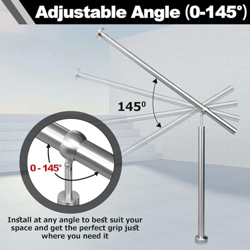 Rampe d'escalier en acier inoxydable Randaco 180 cm avec montage latéral robuste