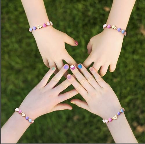 WomenGifts Initial Heart Bracelets for Girls Women – Cute Little Girls Letter A-Z Charm Bracelet, Personalized Happy 3-18 Year Old Birthday Gift for Sisters, Teens & Her, Adjustable Gold Jewelry3