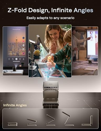 Aurzen ZIP Tri-Fold DLP Truly Mini Projector, Pocket Size, Zero-Lag Focus, One-Click Screen Mirroring, Full-Screen Mode, Type-C Fast Charging, 5,000mAh Battery, Indoor Outdoor Portable Projector,Gold - Image 7