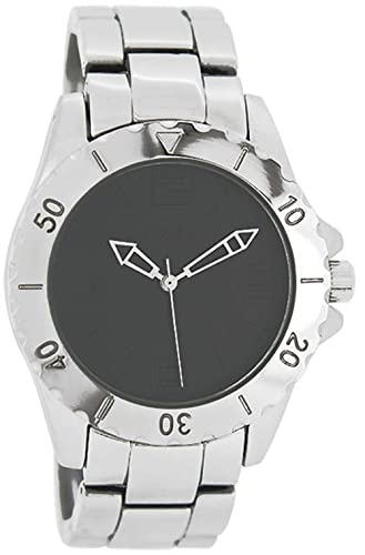 Oozoo Herrenuhr mit Glieder Metallband und Faltschließe 40 MM Silberfarben/Schwarz C5301