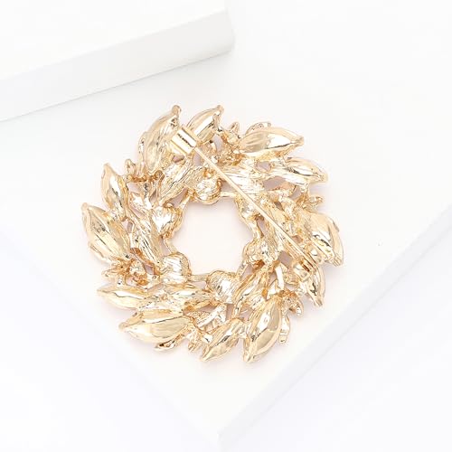 Image of Fashionable Rhinestone Wreath Brooch for Women Ukrainian Blue and Yellow Wheat Ear Brooch Dress Suit Pin Accessories Party Banquet Gift