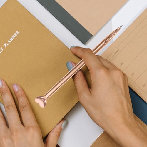 Bolígrafo ergonómico para escribir sin fatiga, set Healvian metálico de 12 unidades rosa dorado 3