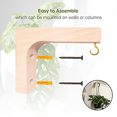 Jantens 2 Pack Hanging Plant Hook, Plant Hangers Indoor, Wooden Hanging Basket Hooks For Indoor Flower Baskets Pot Wind Chime Lanterns Planter #TOP2