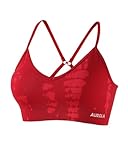 AUROLA Serpent Seamless Sports Bras for Women,Backless Padded Strappy Workout Gym Yoga Crop Tops,Christmas Red,XS