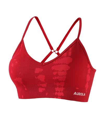 Image of AUROLA Serpent Seamless Sports Bras for Women,Backless Padded Strappy Workout Gym Yoga Crop Tops