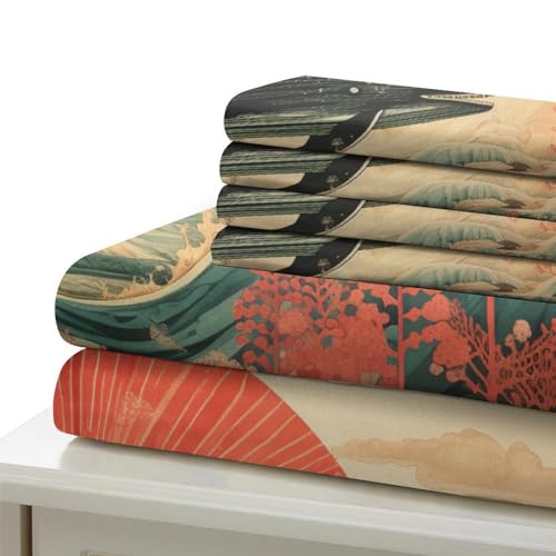 Housse de couette 3D imprimé microfibre douce parure lit king baleine peinture chinoise