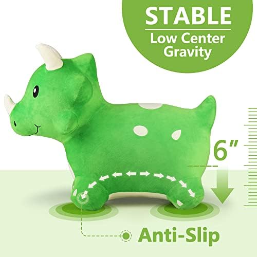 iPlay, iLearn Bouncy Pals Kids Dinosaur Hopper Toys, Toddler Plush Triceratops Hopping Horse W/Pump, Outdoor Indoor Ride Bounce Animal, Activity Birthday Gifts for 18 24 Month 2 3 4 Year Old Boy Girl — view 4