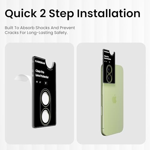 Image of CASEGEAR Clear Pro Camera Lens Protector Compatible With iPhone 17 | HD Clarity | Scratch Resistant | Complete Coverage | Easy Installation | Sage