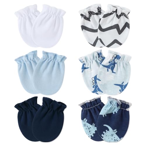 Image of Flagsky Baby Mittens 0-6 Months No Scratch 100% Cotton Gloves for Newborn Boys Girls