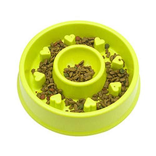 Antideslizante Slow Feed Bowl Dog Cat Mascota Slow Down Comer Comedero Interactive Feed Bowl Previene El Hinchamiento Y La Canesidad Base de Goma (Color : Green)