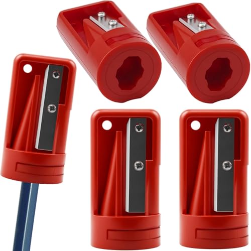 4 Pack Carpenter Pencil Sharpener, Manual Contractor Pencil Sharpener, Portable Woodworking Pencil Sharpeners Cutter Shaver Narrow Sharpening Tool for Woodworking Tool