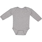 RABBIT SKINS, Baby Soft Cotton Long Sleeve Bodysuit, Heather, Newborn
