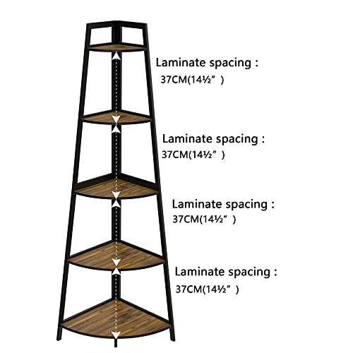 Wtz Corner Shelf, 5 Tier Bookshelf, 70.8 Inch Tall Bookcase, Open Ladder Book Case, Modern Bamboo Corner Storage Bookshelf Stand In Living Room, Bedroom, Office, Kitchen, Brown #TOP5