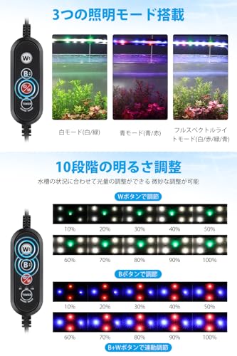 AQQA 水槽ライト 小型水槽ライト タイマー付き 10段階の明るさ調整 3色切替可能 USB給電 16H自動調光モード 小型水槽向け メダカライト 熱帯魚ライト 水槽led アクアリウムライト 観賞魚飼育 水草育成 省エネ AQ059 の商品画像 4