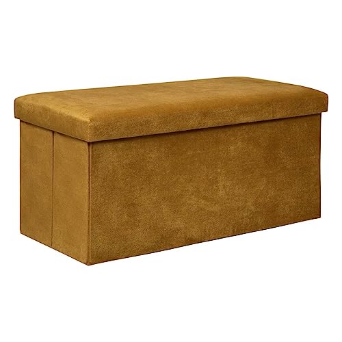 Atmosphera - Doppelter Truhenhocker Lilou Samt - 76x38 cm - Senfgelb