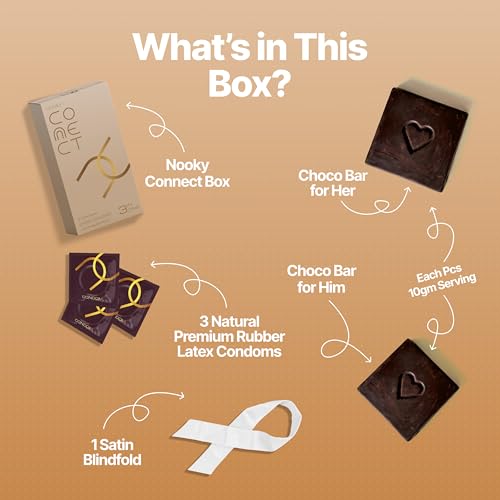 Image of Nooky Connect Romance Booster Kit - Condoms | Mood-Lifting Chocolates for Couples | Chocolate For Uplifting Mood | Best Gift Set For Men & Women | Vegan & Gluten-free | 200g (Connect Pack of 4)