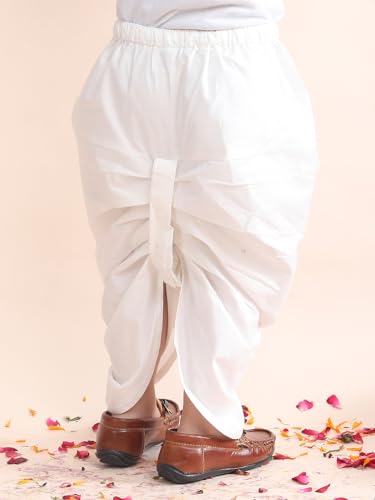 Image of POLKA TOTS Premium Cotton Dhoti Kurta Set for Kids Boys | Traditional Angrakha Style Ethnic Wear for Boys | Kurta Dhoti Set for Kids | Festive & Wedding Clothing Set for Baby