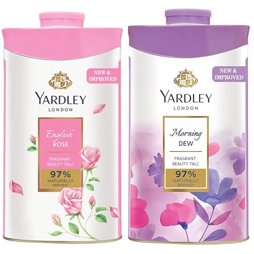 Yardley London Perfumed Talcum Powder Unique Combo | Morning Dew & English Rose 100g x 2