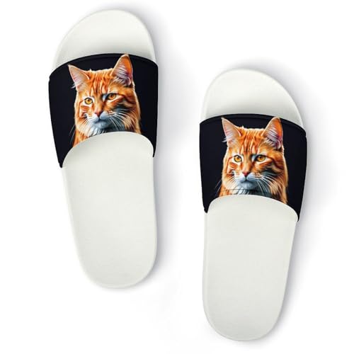 Orange Cats Funny House Sandals Non Slip Shower Slippers Quick Drying Bathroom Shoes for Women Men