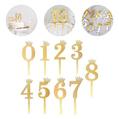 iplusmile 10 Peças Número de Topo de Bolo Números 0-9 Topo de Bolo Coroas Queque Escolhe Decorações