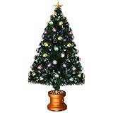 BestComfort 3ft/4ft Pre-lit Fiber Optic Fireworks Christmas Tree with Multicolored Led Lights in Gol