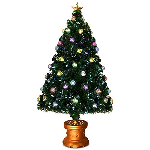 Bestcomfort 3Ft/4Ft Pre-Lit Fiber Optic Fireworks Christmas Tree With Multicolored Led Lights In Gold Base #TOP21