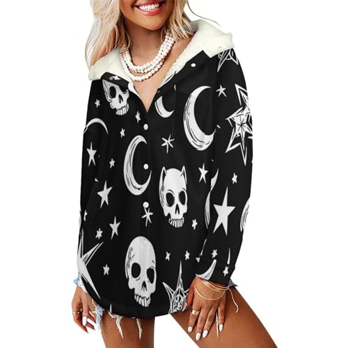 Veste polaire femme style sombre doublée sherpa noire et blanche avec capuche