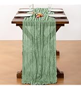 Santaben Sage Green Spring Boho Rustic Cheesecloth Gauze Table Runner 20"×120" Cheese Cloth Table...
