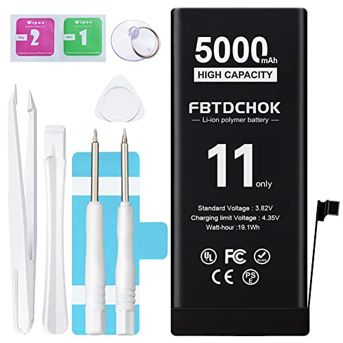 Fbtdchok [5000Mah Upgraded Replacement Battery Compatible With Iphone 11, [New Version] Ultra High Capacity 0 Cycle A+ Battery Replacement For Iphone 11, With Complete Repair Tool Kit #TOP5