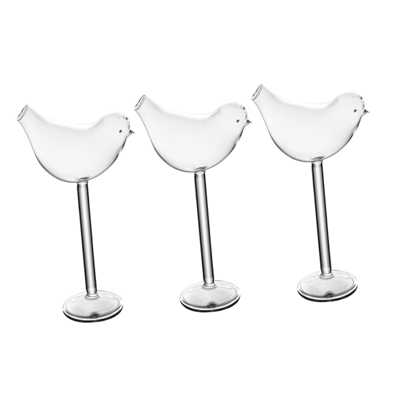 Verres à vin d'oiseau transparent style unique chic lot de 3 pièces pour fête