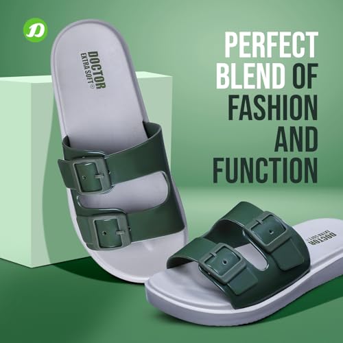 Image of DOCTOR EXTRA SOFT Women's Classic Cushion Sliders /Slippers with Adjustable Buckle Strap for Adult | Comfortable & LightWeight| Stylish & Anti-Skid|Waterproof & Everyday Flip Flops Ladies /Girls New-523