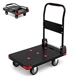 Carro Plataforma Plegable Soporta 300 kg Negro, Ruedas TPR 4"