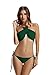 zeraca Women's High Neck Criss Cross Tie Side Bikini Swimsuits (M10, Everglade Green)