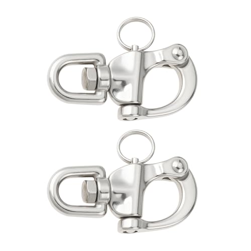 VGOL 2Pcs 70mm Swivel Snap Shackle 316 Stainless Steel Shackle for Sailing Boat Rowing