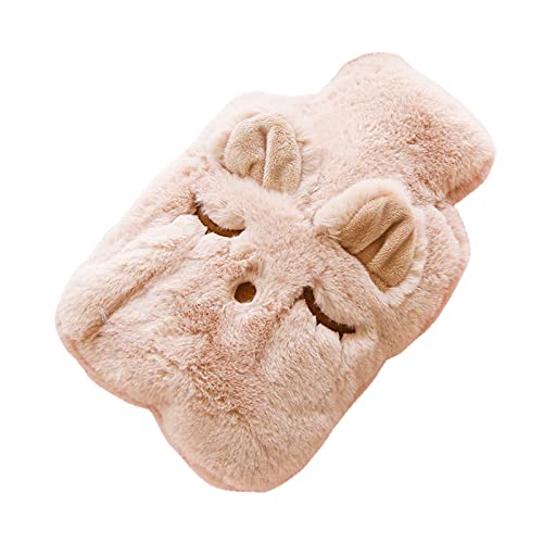 Bouillotte dessin animé contre les frissons : bouteille en peluche rose étanche