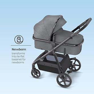 Mompush Meteor2 Baby Stroller 2-in-1 with Newborn Mode, Large Shock-Absorbing Wheels, Car Seat Adapter Included Full-Size Infant & Toddler Stroller for All-Terrain Family Outings