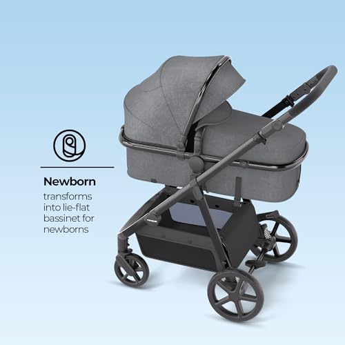 Mompush Meteor2 Baby Stroller 2-in-1 with Newborn Mode, Large Shock-Absorbing Wheels, Car Seat Adapter Included – Full-Size Infant & Toddler Stroller for All-Terrain Family Outings