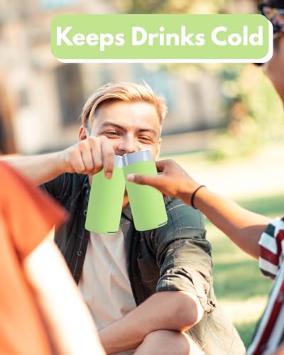 Image of PartyPrints 25 Pack Neon Green Blank Slim Can Cooler Sleeves | Plain Seltzer Customizable Bulk Coolers for Beer Bottles & 12oz Tall Cans | Skinny Collapsible Drink Insulated Sleeve