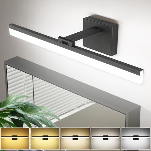 Image of SOLFART 23.6 inch Black Bathroom Light Fixture 5 Color Temperature Dimmable LED Vanity Lights Bathroom Vanity Lights Over Mirror Light Bar Vanity Lighting Fixtures 5CCT