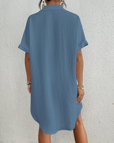Image of Bsubseach Women Swimsuit Coverup Shirt Dress Button Down Bathing Suit Cover Up Beach Vacation Outfits