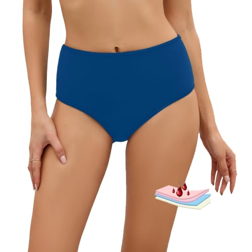 Image of Leoparts Period Swimwear Leakproof Bikini Bottoms Black High Waisted Coverage Swimsuit Bottom for Girls Teens Women