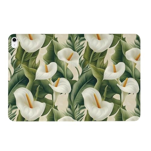 Housse iPad 11 pouces 2025 avec veille auto et support stable fleur de Calla