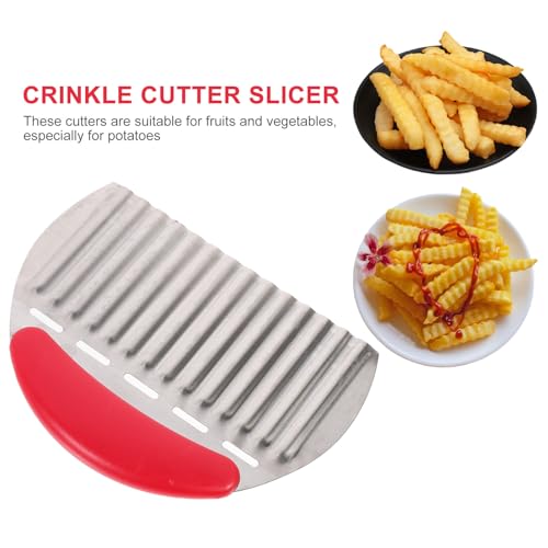 Cortadora de papas de acero inoxidable con mango rojo miniatura 6