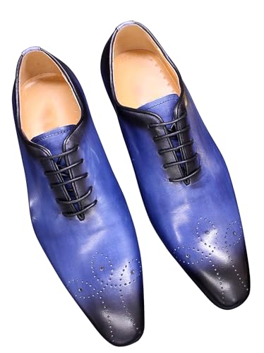 Image of Santimon Mens Oxfords Formal Dress Genuine Leather Handmade Derby Casual Brogues Oxfords Tuxedo Fashion Walking Shoes for Men