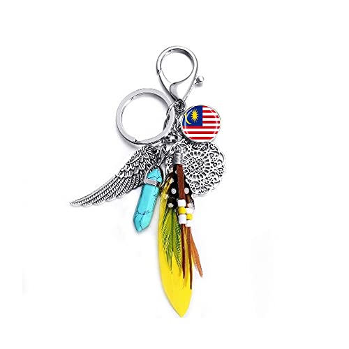 Timefly Porte-clés style drapeau de la Malaisie pour sac à dos - Décoration de sac à dos - Cadeau souvenir de voyage