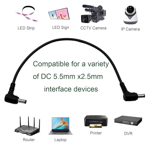 Cable CC 5.5x2.5mm en ángulo para evitar dobleces en cámaras CCTV y routers 2