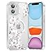 Saqmkil Handyhülle Magnetische für iPhone 12 Mini 5,4" Hülle,Kompatibel mit MagSafe, Durchsichtig Aesthetic Muster Blumen Mädchen Case, Transparent Weich Silikon TPU Stoßfeste Schutzhülle Cover, 05